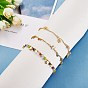 3Pcs 3 Styles Brass Enamel Charm Anklets, with Bar Link Chains and Lobster Claw Clasps