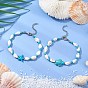 2шт 2 стили браслеты из ракушек и бусин, морская звезда и черепаха, с синтетическими бирюзовыми бусами