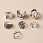 Vintage Metal Ring Set with Unique Seashell Design - Fashionable and Personalized Jewelry Collection