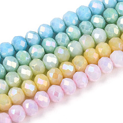 Anti-Tarnish Electroplate Rondelle Glass Beads Strands, Imitation Gemstone, AB Color Plated, Faceted