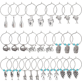 Наборы для самостоятельного изготовления подвесок для винных бутылок и бокалов, включая подвески из сплава для бокалов, бутылок, пива и открывалок, конус стеклянные бусины, латунные бокалы