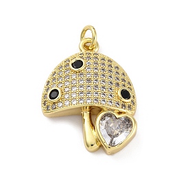 Латунные микро проложить кубического циркония подвески, гриб с сердечками, стойки покрытие, прочное покрытие, без кадмия и без свинца, с целью перехода в кольце