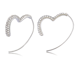 Brass Heart Dangle Earrings with 925 Sterling Silver Pins for Women