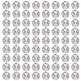 120Проставочные бусины из сплава в тибетском стиле, круглые с крестом