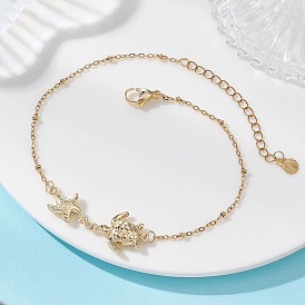 Летний пляж 304 браслеты на лодыжку из нержавеющей стали в виде черепахи и морской звезды для женщин