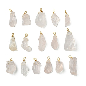 Природного розового кварца подвески, с позолоченным экологически чистым медным проводом., самородки