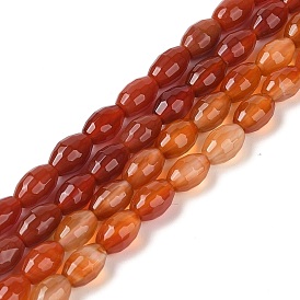 Natural Agate Beads Strands, Deyd & Heated, Faceted, Oval