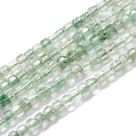 Natural Green Strawberry Quartz Beads Strands, Faceted, Cube