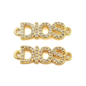 Rack Plating Brass Cubic Zirconia DIOS Links Connector Charms, Cadmium Free & Lead Free