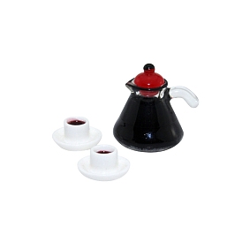Mini Resin Coffeepot & Cup Sets, Miniature Ornaments, Micro Landscape Garden Dollhouse Accessories, Pretending Prop Decorations