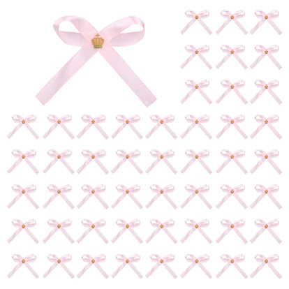 50шт. корона с бантом из сплава полиэстера, односторонняя атласная лента, аксессуары для одежды, золотые