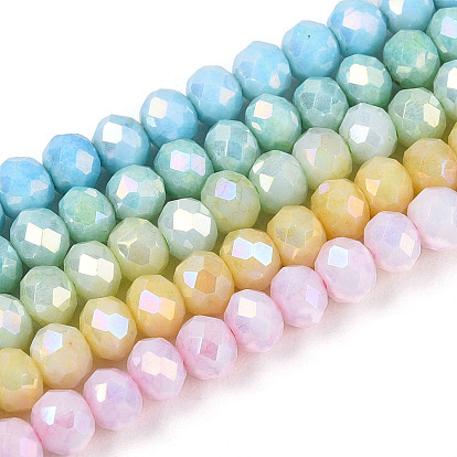 Антикоррозийные гальванические стеклянные бусины рондель, имитация драгоценных камней, с покрытием AB цвета, граненые