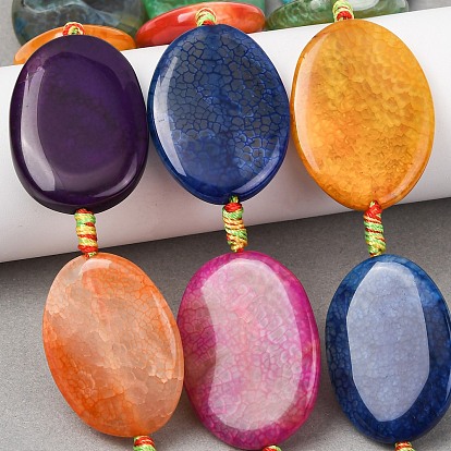 Природных вены драконов агат бисер нитей, окрашенная и подогревом, Плоско-овальные