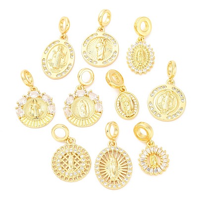 Латунные прозрачные кубические цирконии европейские подвески-подвески, религия большие дырки подвески, реальный 16 k позолоченный