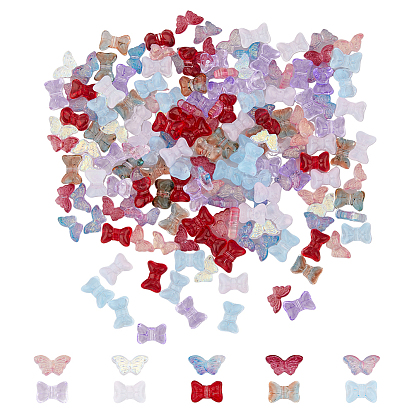 200шт 10 стиль прозрачные окрашенные распылением стеклянные бусины, бант и бабочка
