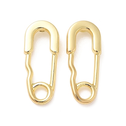Alloy Stud Earring Findings, with 925 Sterling Silver Pins & Horizontal Loops, Safety Pin Shape