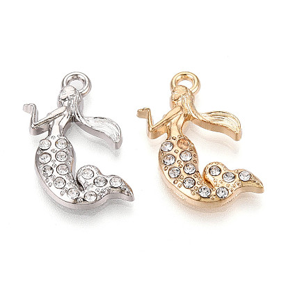 Подвески из сплава и страза, русалка, без свинца и без кадмия