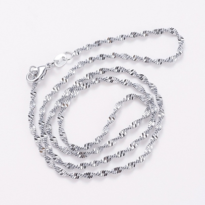 Stainless Steel Singapore Chain Necklaces, Water Wave Chain Necklaces, with Lobster Claw Clasps
