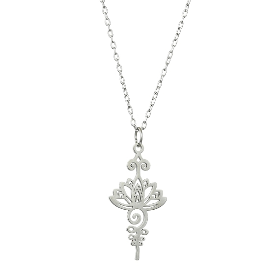 304 ожерелья с подвесками в виде лотоса из нержавеющей стали, ожерелья из кабельных цепочек для женщин