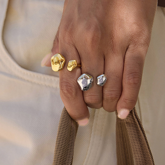 304 Anillos abiertos de acero inoxidable para mujer., pepitas