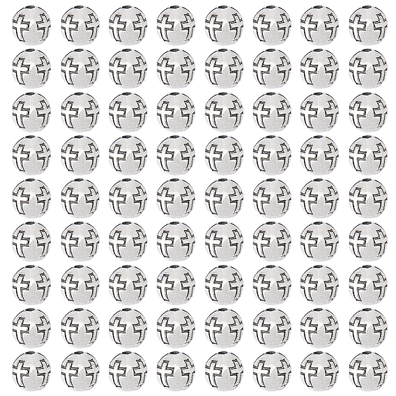 120Проставочные бусины из сплава в тибетском стиле, круглые с крестом