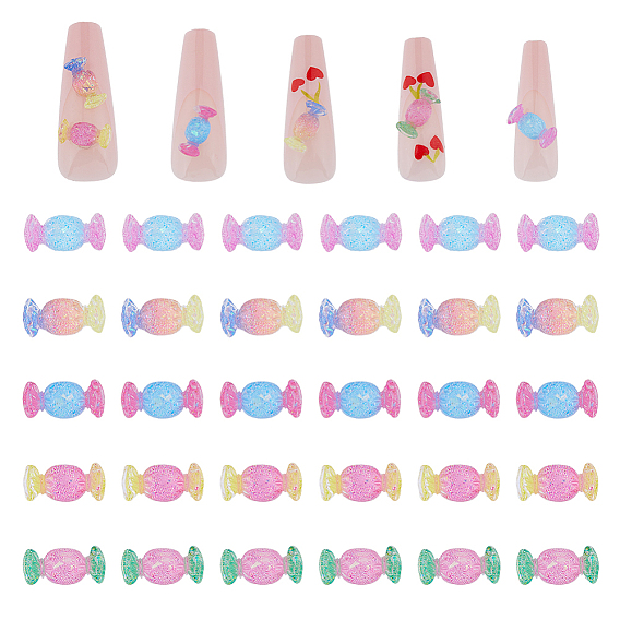 100шт 5 цвета полупрозрачные смоляные кабошоны с золотой фольгой, конфеты