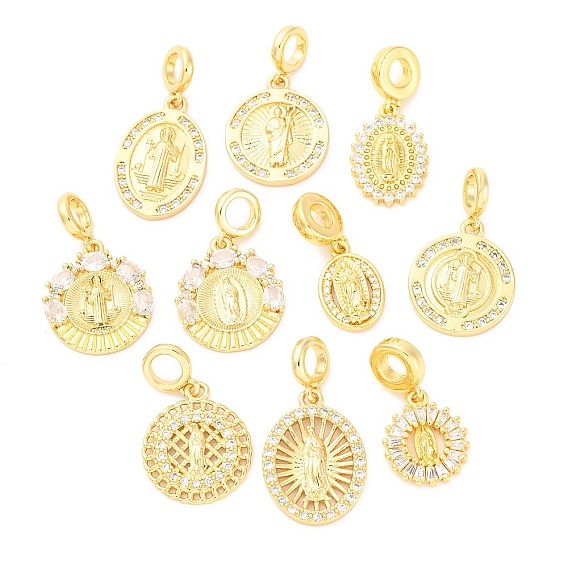 Латунные прозрачные кубические цирконии европейские подвески-подвески, религия большие дырки подвески, реальный 16 k позолоченный