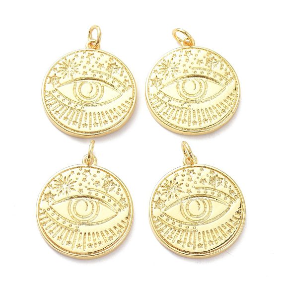 Латунные подвески, с целью перехода в кольце, долговечный, плоские круглые с сглаза