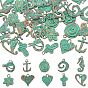 50Pcs 10 Styles Tibetan Style Alloy Pendants, Antique Bronze & Green Patina