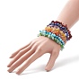 7Pcs 7 Style Natural & Synthetic Mixed Gemstone Chips & Lampwork Evil Eye Stretch Bracelets Set for Women