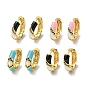 Messing micro pave zirkonia ohrreifen, mit Emaille, golden