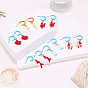 Pendientes colgantes de aleación de zinc esmaltados para mujer, pescado/camarón/espina de pescado, pendientes de medio aro, Platino