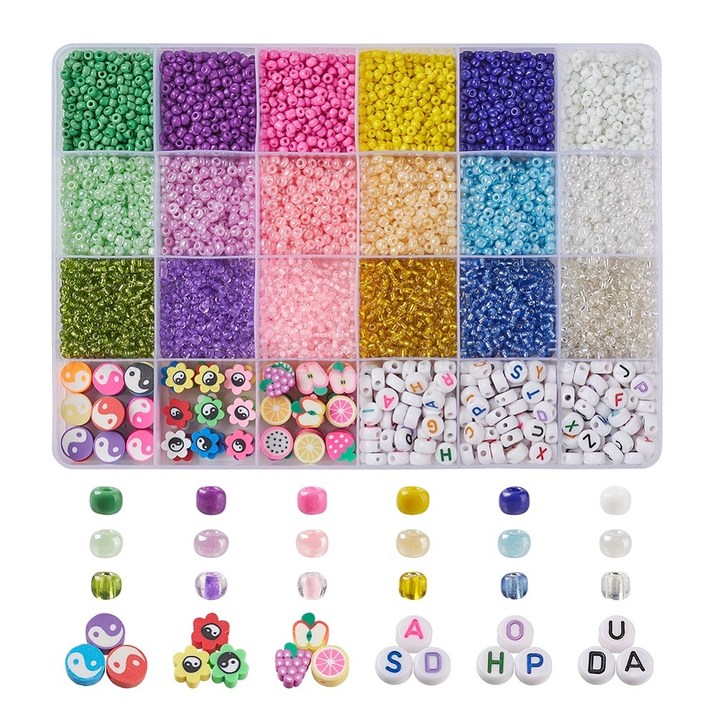 5000 Pcs Clay Beads for Jewelry Making,24 Color 3MM Glass Seed