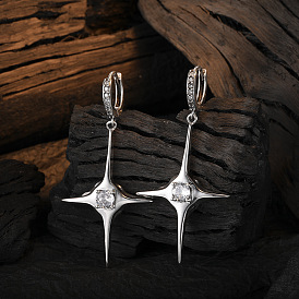 925 Sterling Silver Cross Earrings for Couples, Trendy Street Style Ear Jewelry
