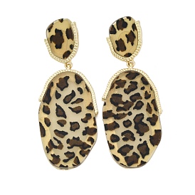 Серьги-гвоздики из акрила и сплава, длинный леопардовый принт