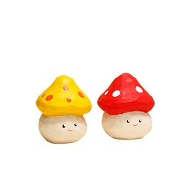 Wooden Carved Mushroom Display Decorations, Figurine Home Office Decoration