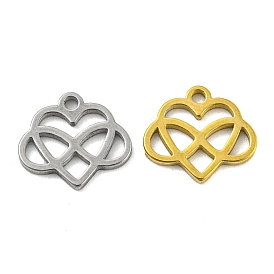 Laser Cut 304 Stainless Steel Charms, Heart with Infinity Charms