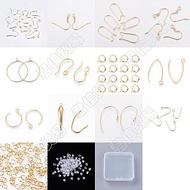Kits de fabrication de boucles d'oreilles bricolage, y compris 304 crochets de boucle d'oreille et anneaux de saut en acier inoxydable, 12pcs 316 crochets de boucle d'oreille en acier inoxydable chirurgical, écrous en plastique