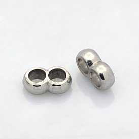 304 de acero inoxidable vínculos multifilares, para hacer pulseras de cordon de cuero, 4x12x7 mm, agujero: 4 mm