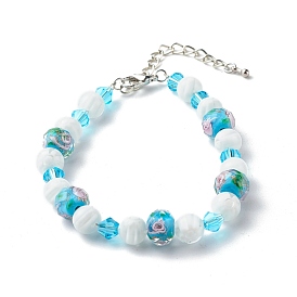 Handmade Lampwork Beaded Bracelets, with Faceted Glass Beads