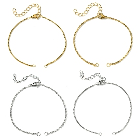 12 шт. 4 стиль полуготовый 304 браслеты из нержавеющей стали с цепочкой, с карабин-лобстерами , удлинитель цепи и перемычки, для изготовления коннекторных браслетов