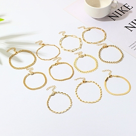 3Pcs 3 Style Brass Chain Bracelet Sets, for Women