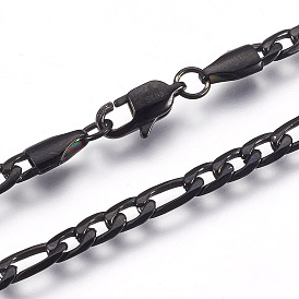 Мужской 304 из нержавеющей стали фигаро цепи ожерелья, с карабин-лобстерами 