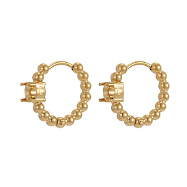 304 Серьги-кольца из нержавеющей стали с бусинами, плоско-круглые, долговечный, ионное покрытие (ip)