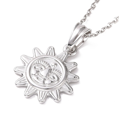 304 collar con colgante de sol con cara sonriente de acero inoxidable para mujer