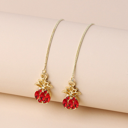 Fashionable Pineapple Pendant Ear Thread Earrings - Sexy, Unique, Stylish Ear Accessories for Women.