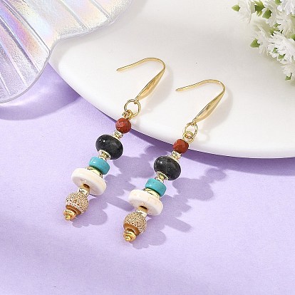 Natural & Synthetic Gemstone Dangle Earrings, with 316 Stainless Steel Earring Hooks, Golden