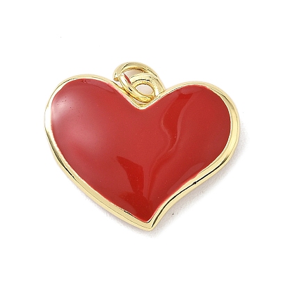 Латунь эмаль подвески, шарма сердца, с целью перехода в кольце, долговечный, без кадмия и без свинца, реальный 18 k позолоченный
