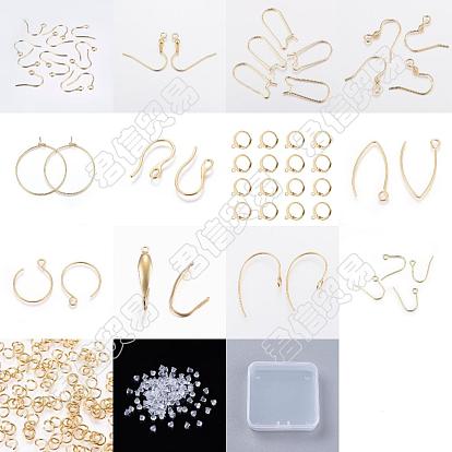 Kits de fabrication de boucles d'oreilles bricolage, y compris 304 crochets de boucle d'oreille et anneaux de saut en acier inoxydable, 12pcs 316 crochets de boucle d'oreille en acier inoxydable chirurgical, écrous en plastique