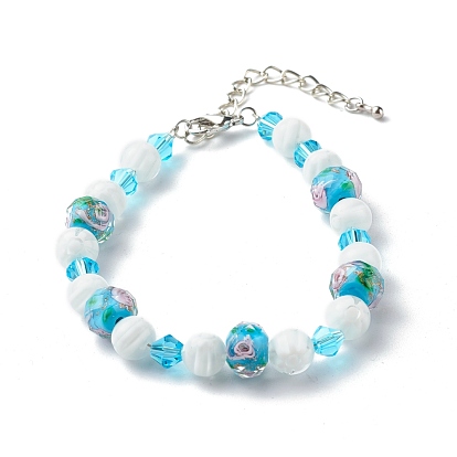 Handmade Lampwork Beaded Bracelets, with Faceted Glass Beads